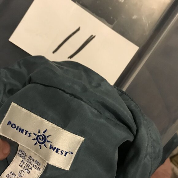 Points West Blue Silk Anorak Jacket Summer Weight Womens  L NWOT - Picture 8 of 8